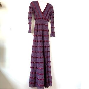 Rosmarie 60’s / 70’s Vintage Eggplant Custom-Made Crochet Lace Dress